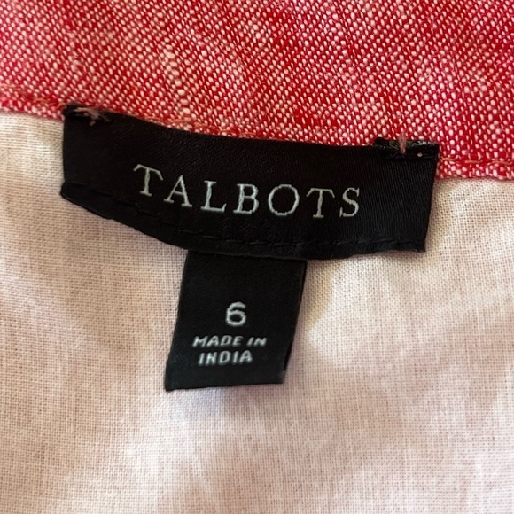 Talbots red 100% linen sleeveless shift dress Seaside Stripe size 6 - Picture 8 of 9